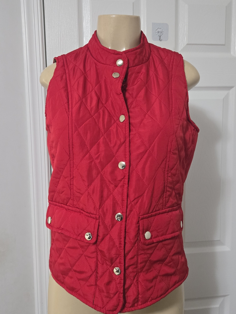 new directions Red Quilted Snap-Front Vest